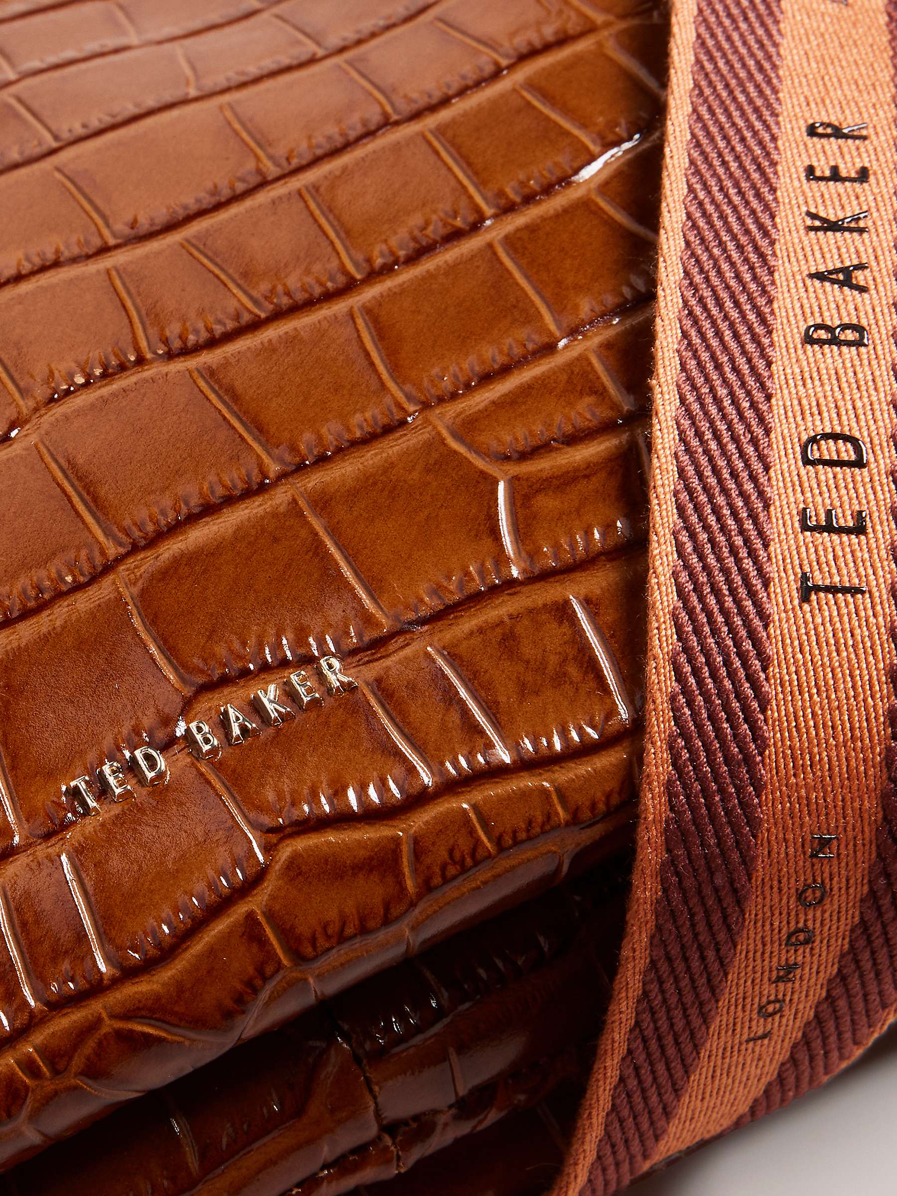 Buy Ted Baker Daraley Branded Webbing Imitation Croc Crossbody Bag, Brown Mid Online at johnlewis.com
