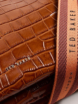 Ted Baker Daraley Branded Webbing Imitation Croc Crossbody Bag, Brown Mid