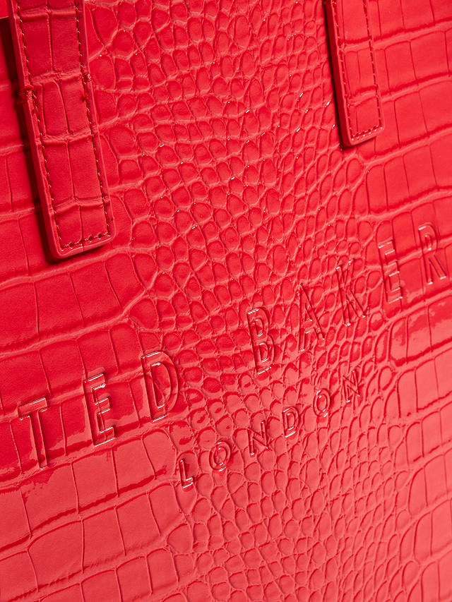 Ted Baker Reptcon Croc Effect Small Icon Tote Bag, Coral