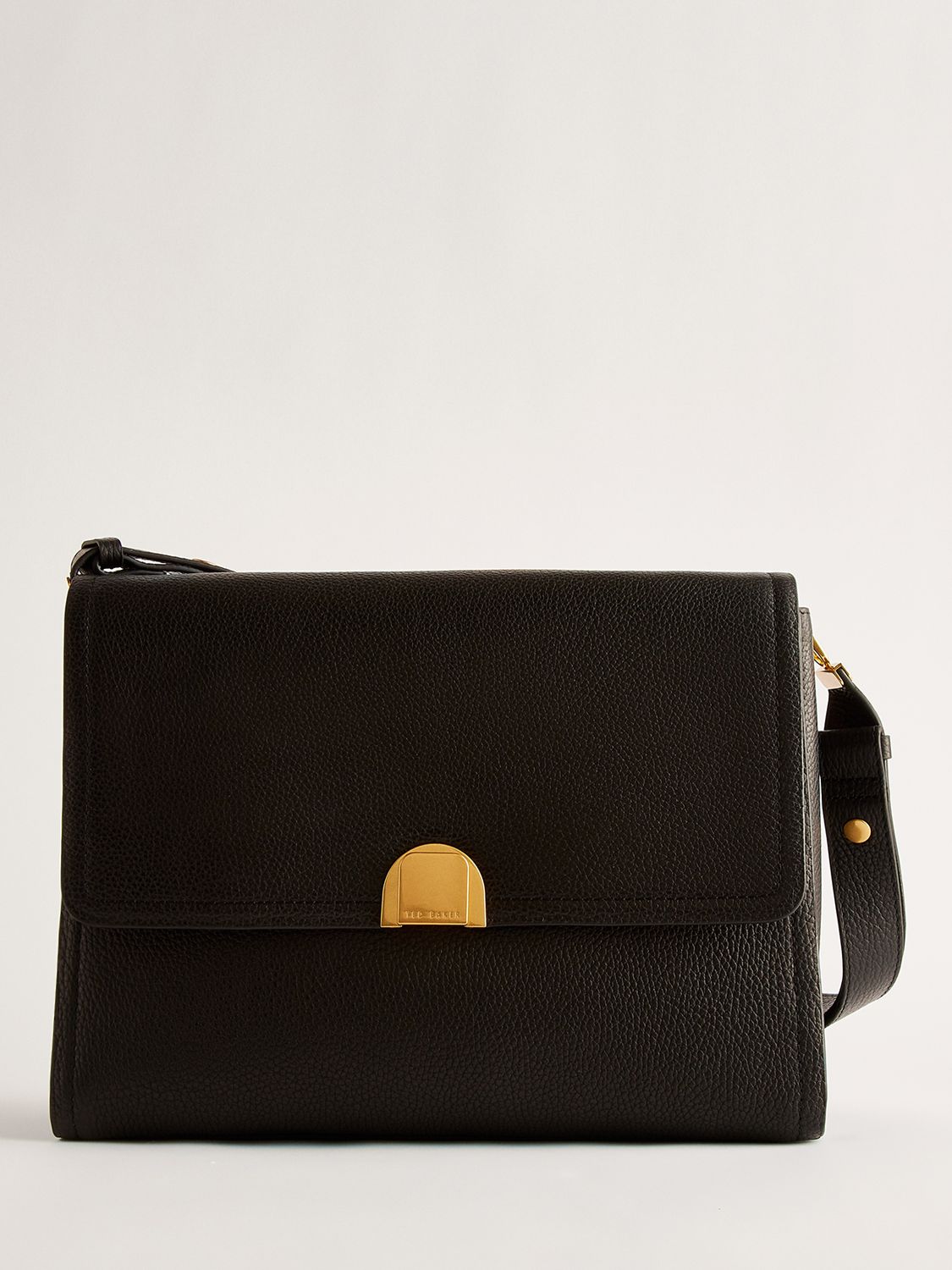 Ted Baker Imilily Lock Detail Large Leather Shoulder Bag, Black, One Size