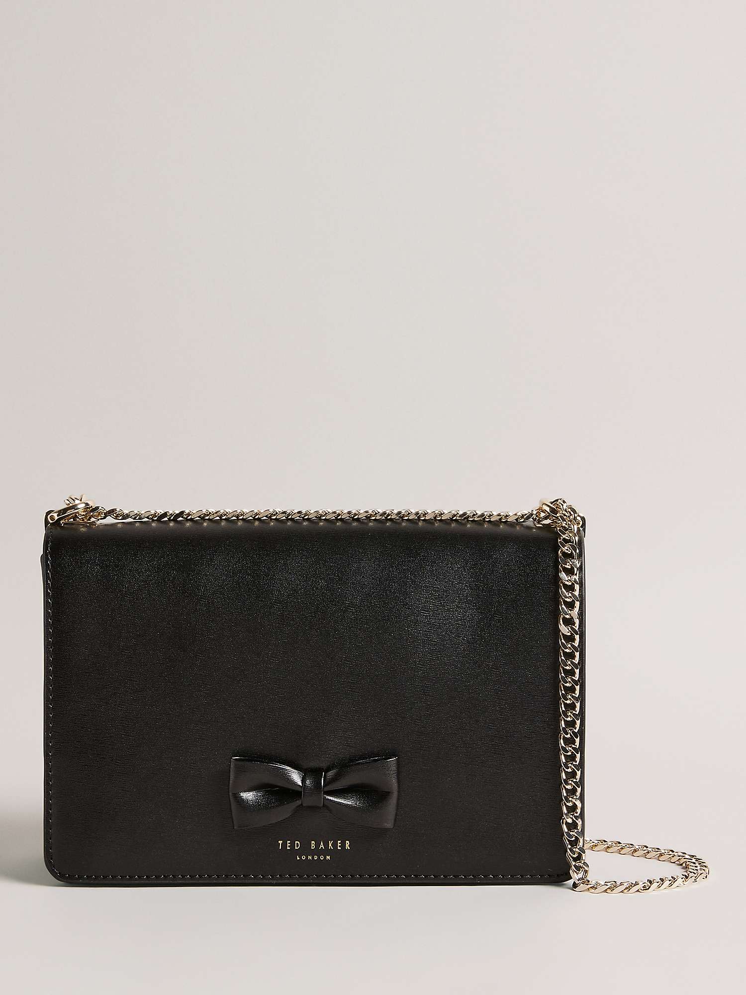 Buy Ted Baker Bow Detail Leather Cross Body Bag, Black Online at johnlewis.com