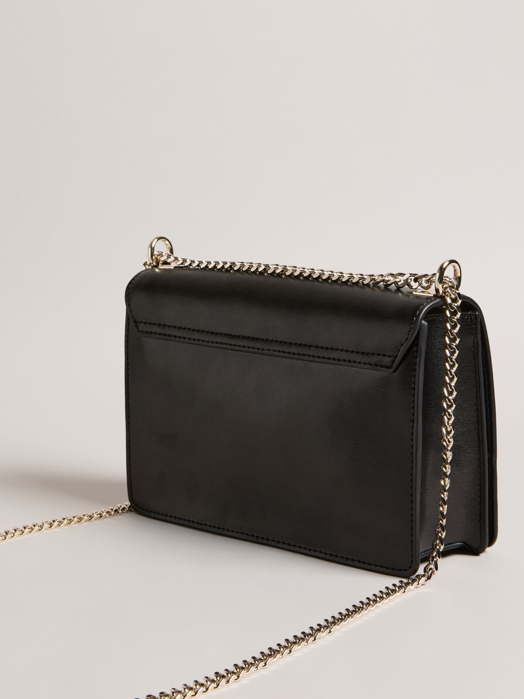 Ted Baker Bow Detail Leather Cross Body Bag, Black at John Lewis & Partners