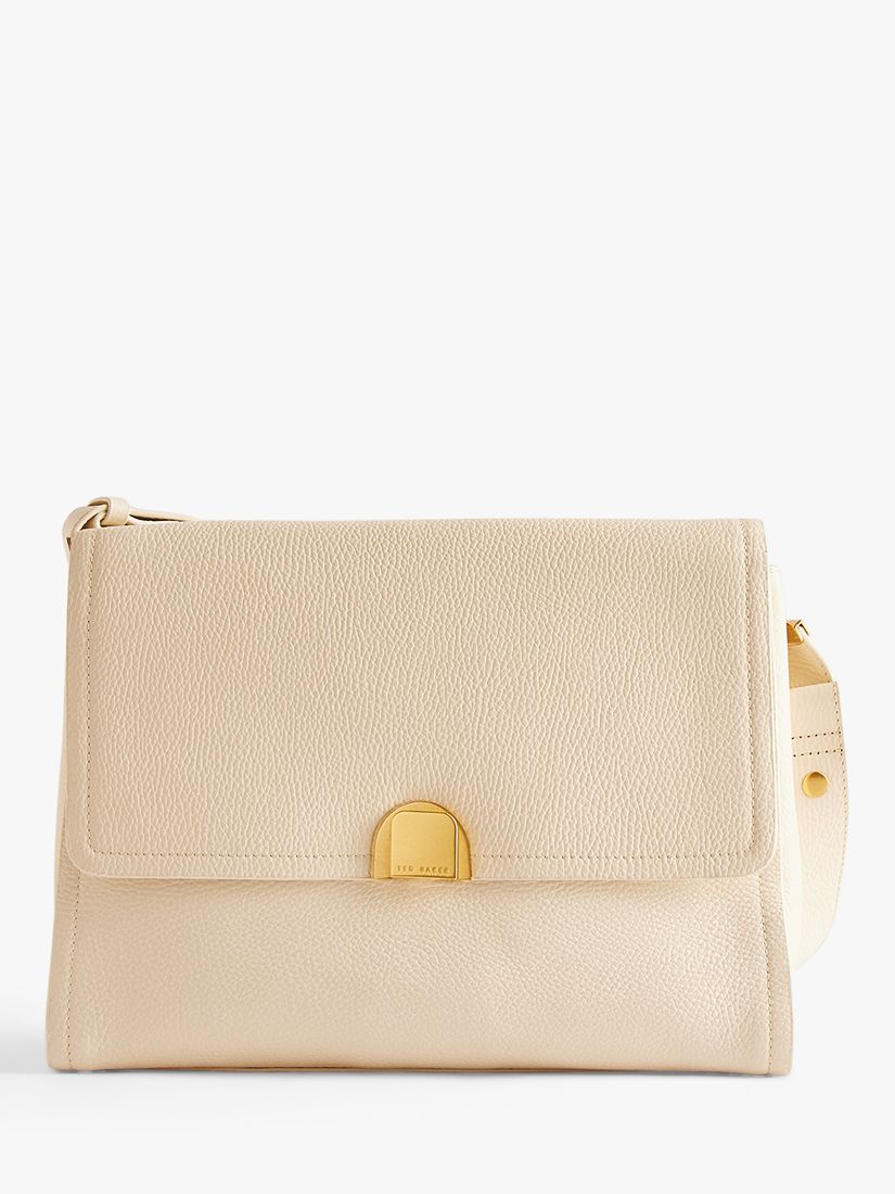 Ted Baker Imilily Lock Detail Large Leather Shoulder Bag, Ivory at John ...