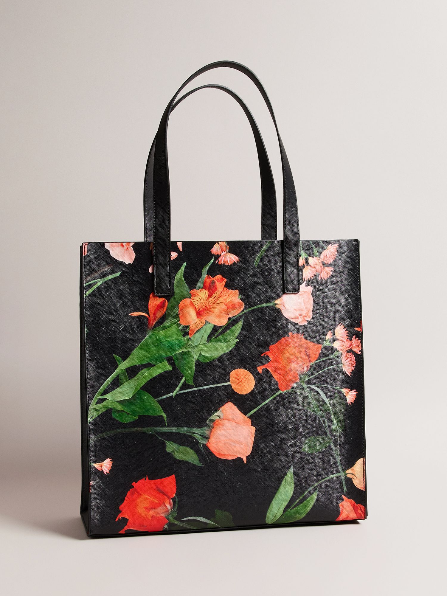 Ted Baker Flircon Floral Print Large Icon Tote Bag, Black/Multi at John ...