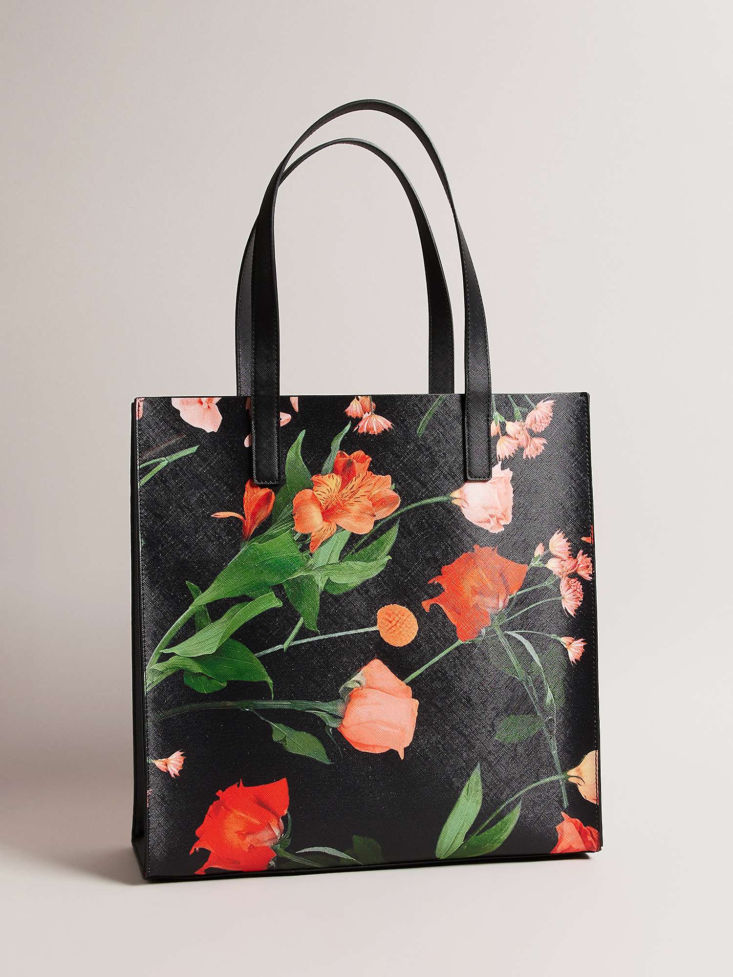 Buy Ted Baker Flircon Floral Print Large Icon Tote Bag, Black/Multi Online at johnlewis.com
