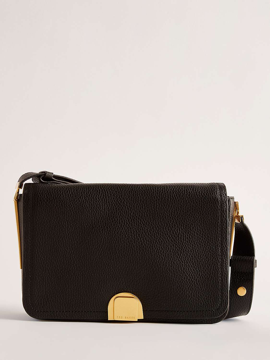 Buy Ted Baker Imielly Leather Lock Detail Baguette Shoulder Bag, Black Online at johnlewis.com