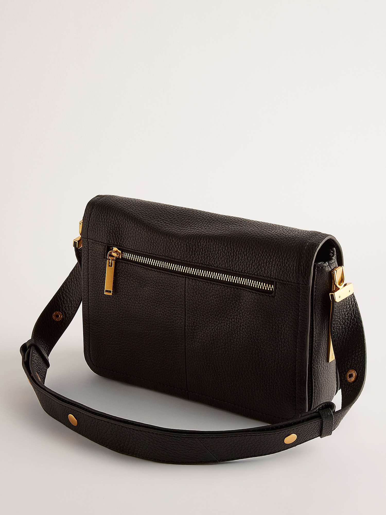 Buy Ted Baker Imielly Leather Lock Detail Baguette Shoulder Bag, Black Online at johnlewis.com