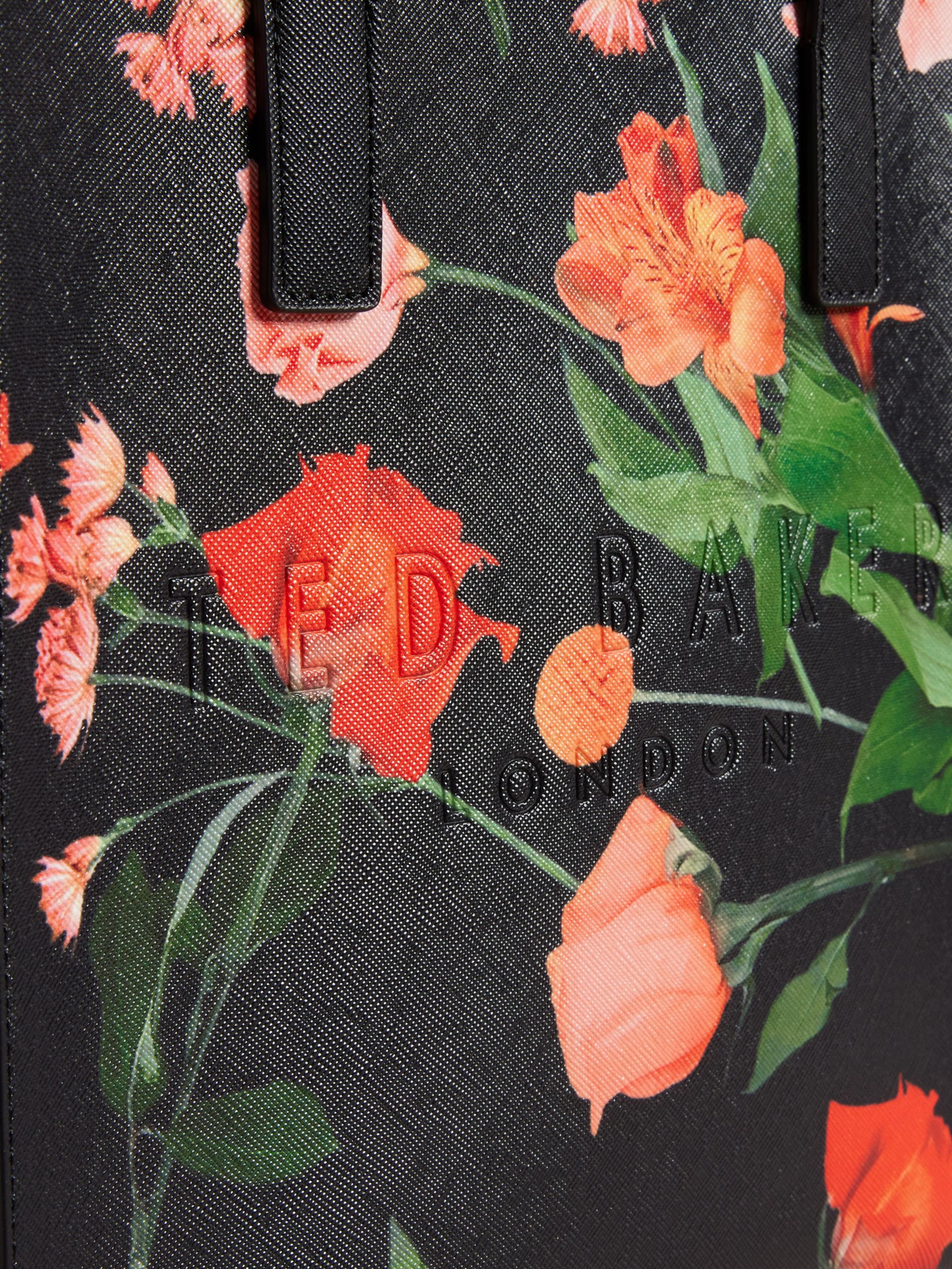 Ted Baker Fleucon Floral Print Small Icon Tote Bag, Black/Multi at John ...