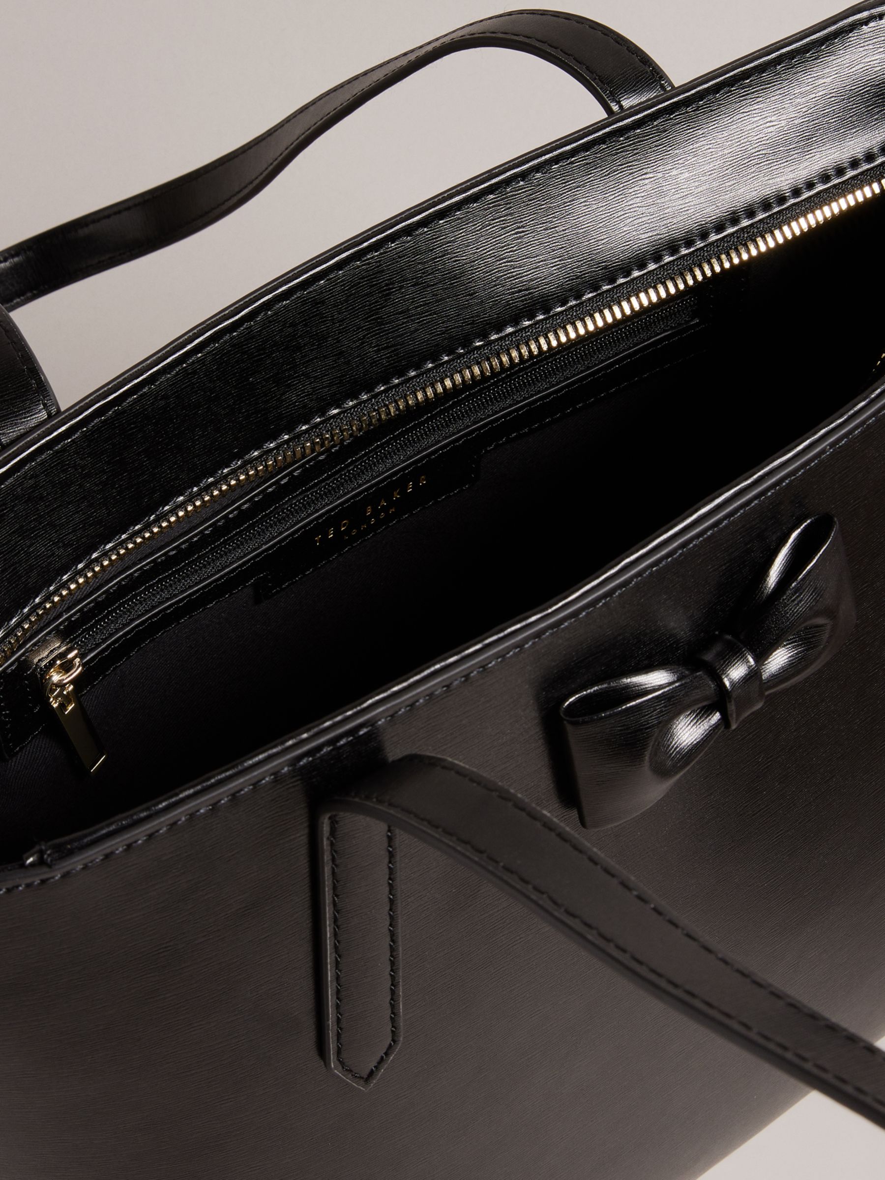 Buy Ted Baker Beanne Bow Detail Leather Shopper Bag, Black Online at johnlewis.com