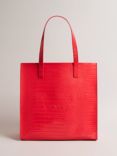 Ted Baker Croccon Large Icon Shopper Bag, Coral