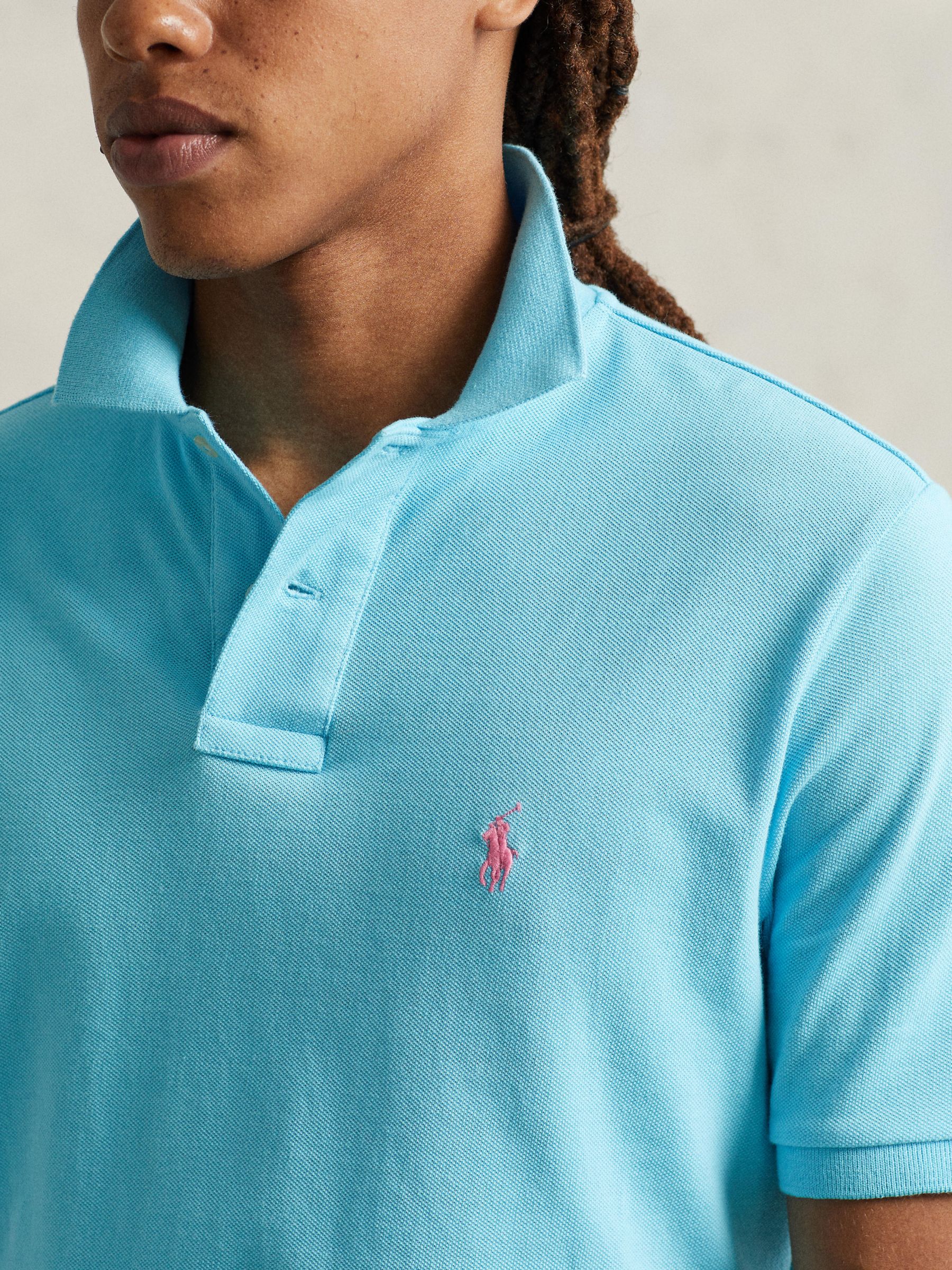Polo Ralph Lauren Short Sleeve Custom Slim Polo Shirt, Turquoise Nova, S