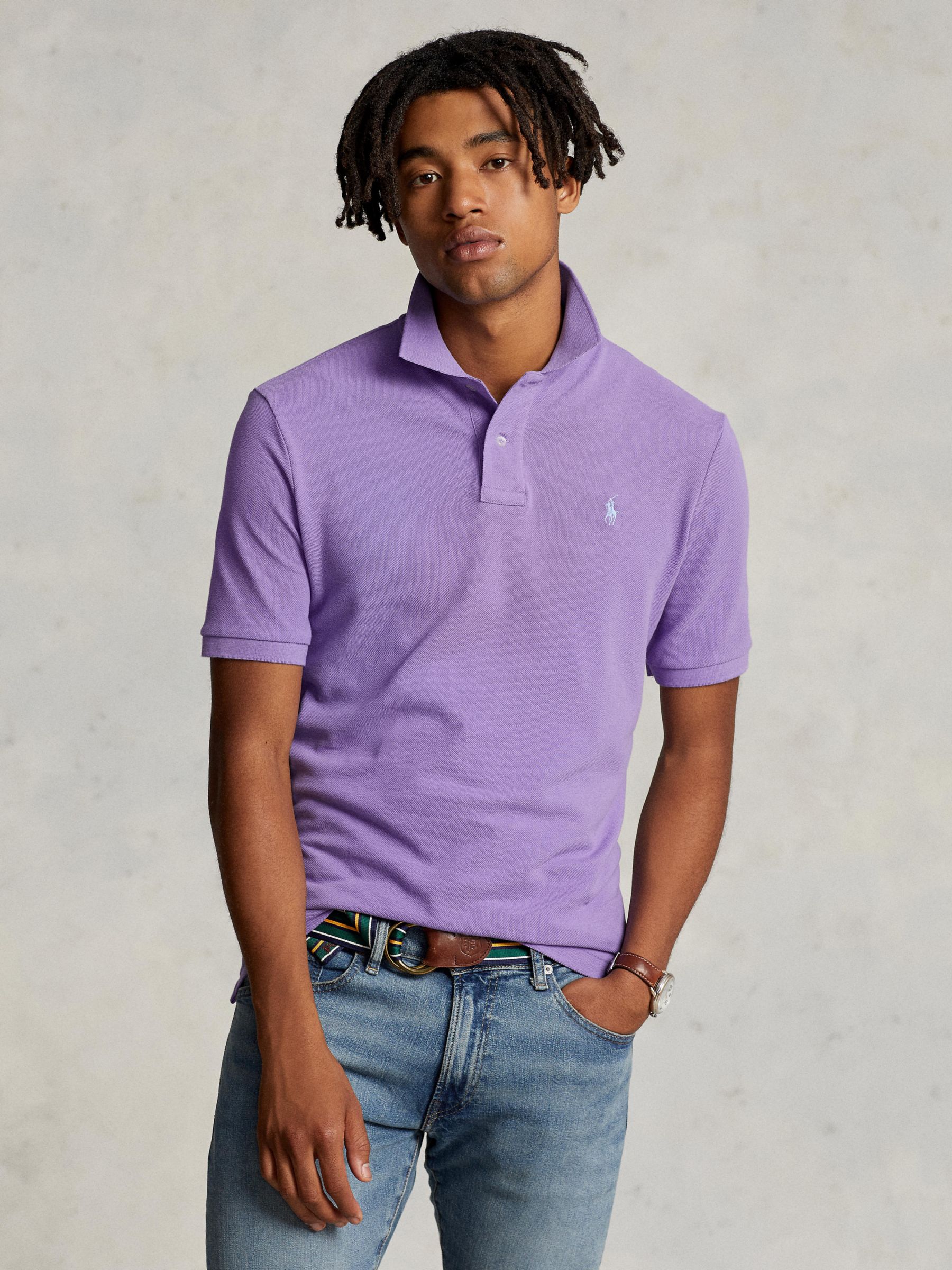Polo Ralph Lauren Short Sleeve Custom Slim Polo Shirt, Cactus Purple, S