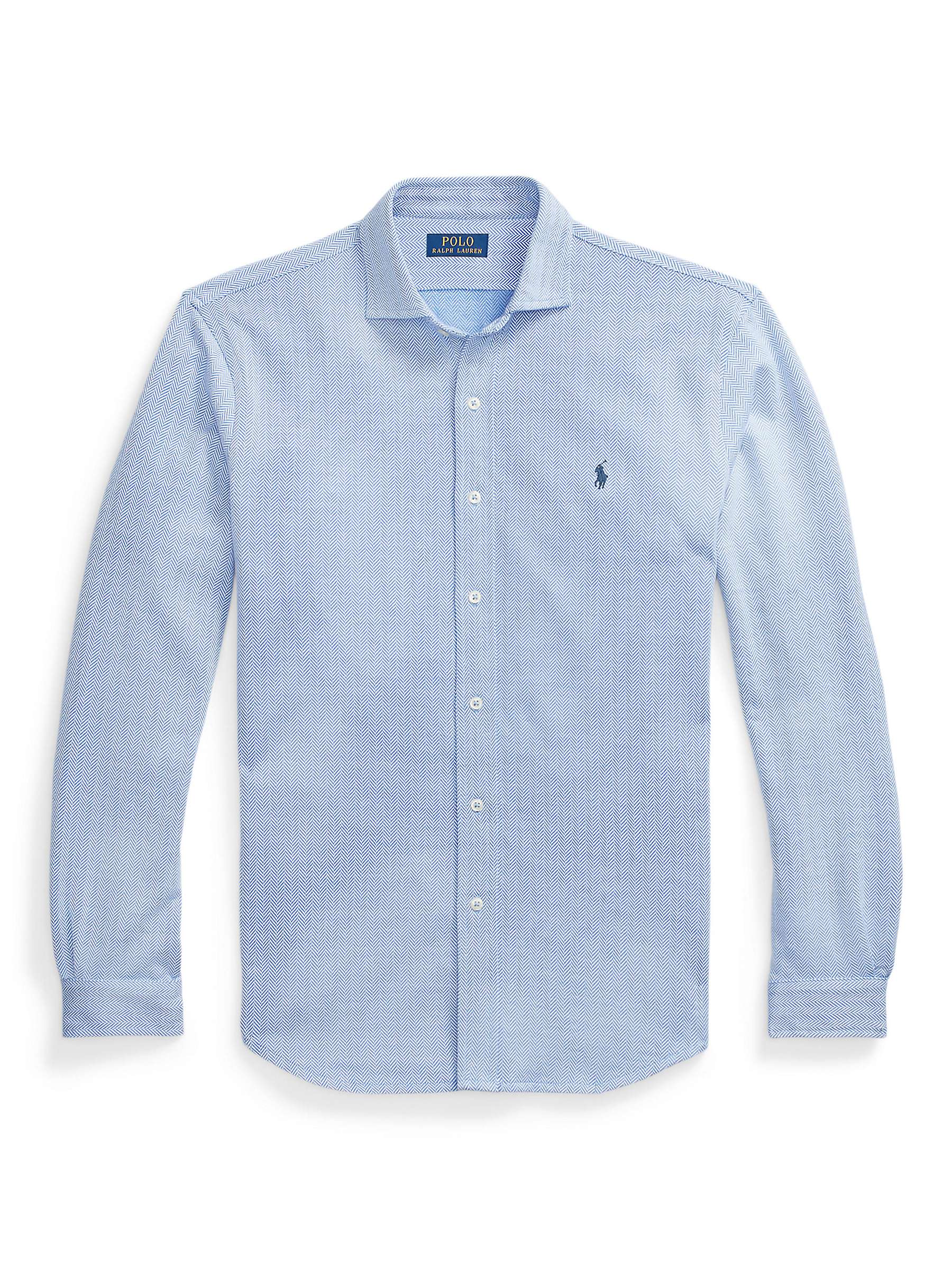 Buy Ralph Lauren Herringbone Jacquard Knit Shirt, Blue Online at johnlewis.com