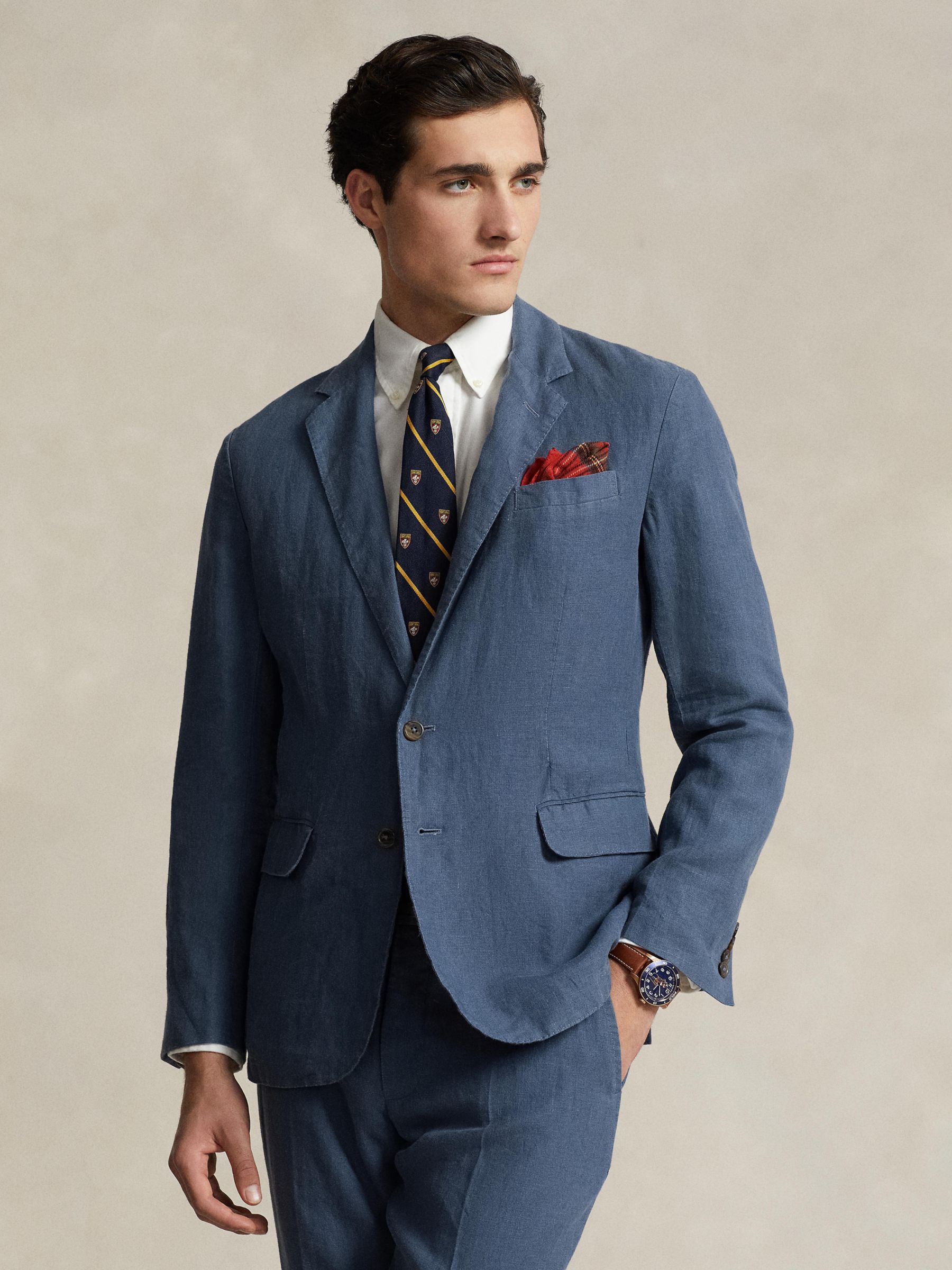 Ralph Lauren Polo Soft Modern Linen Suit Jacket, Corsair Blue, 46R
