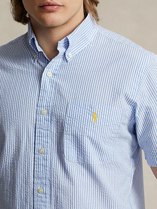 Ralph Lauren Custom Fit Striped Seersucker Shirt, Blue/White