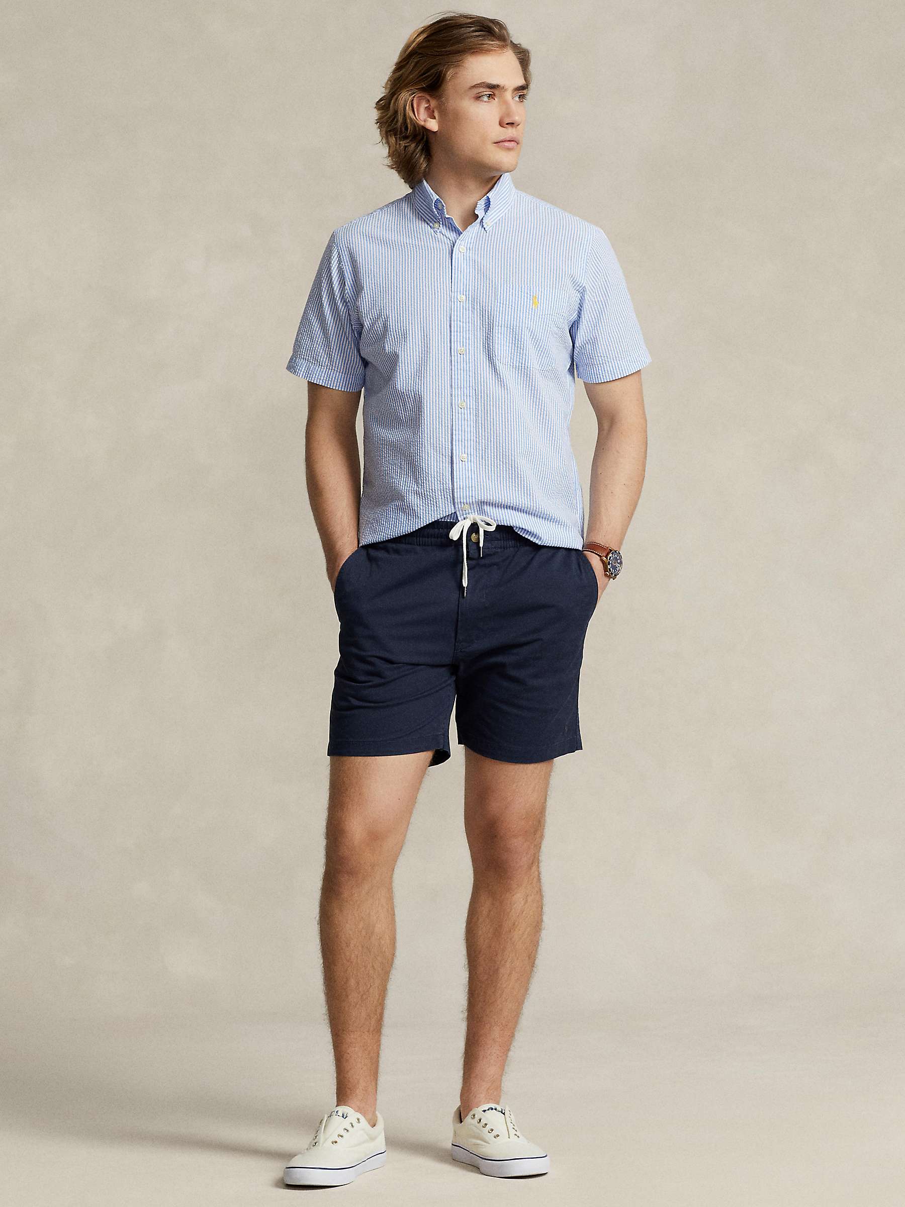 Buy Ralph Lauren Custom Fit Striped Seersucker Shirt, Blue/White Online at johnlewis.com