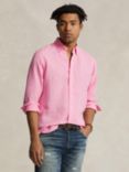 Ralph Lauren Tailored Fit Long Sleeve Linen Shirt, Florida Pink, Florida Pink