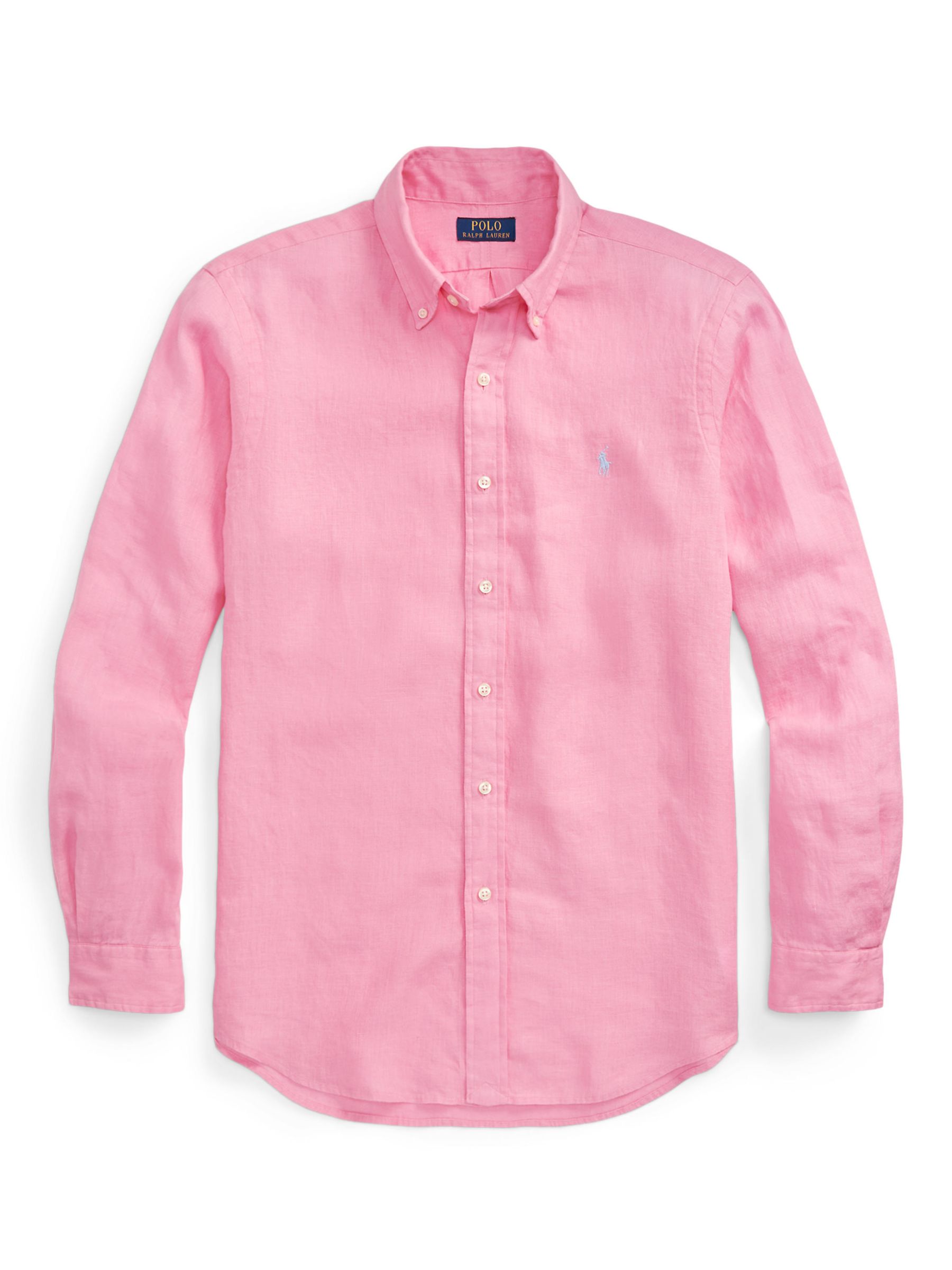 Buy Ralph Lauren Tailored Fit Long Sleeve Linen Shirt, Florida Pink Online at johnlewis.com