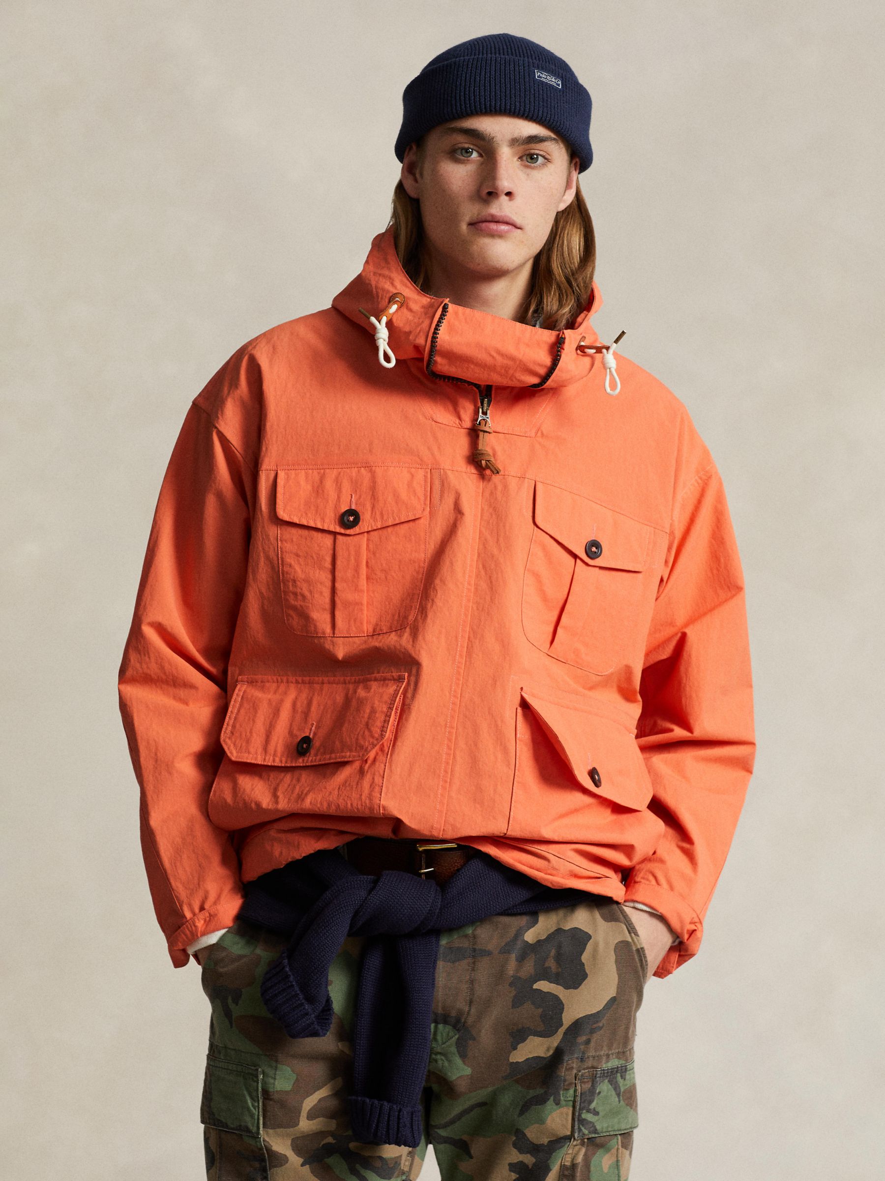 Ralph Lauren Caldwell Half Zip Hooded Jacket, Kona Orange, XL