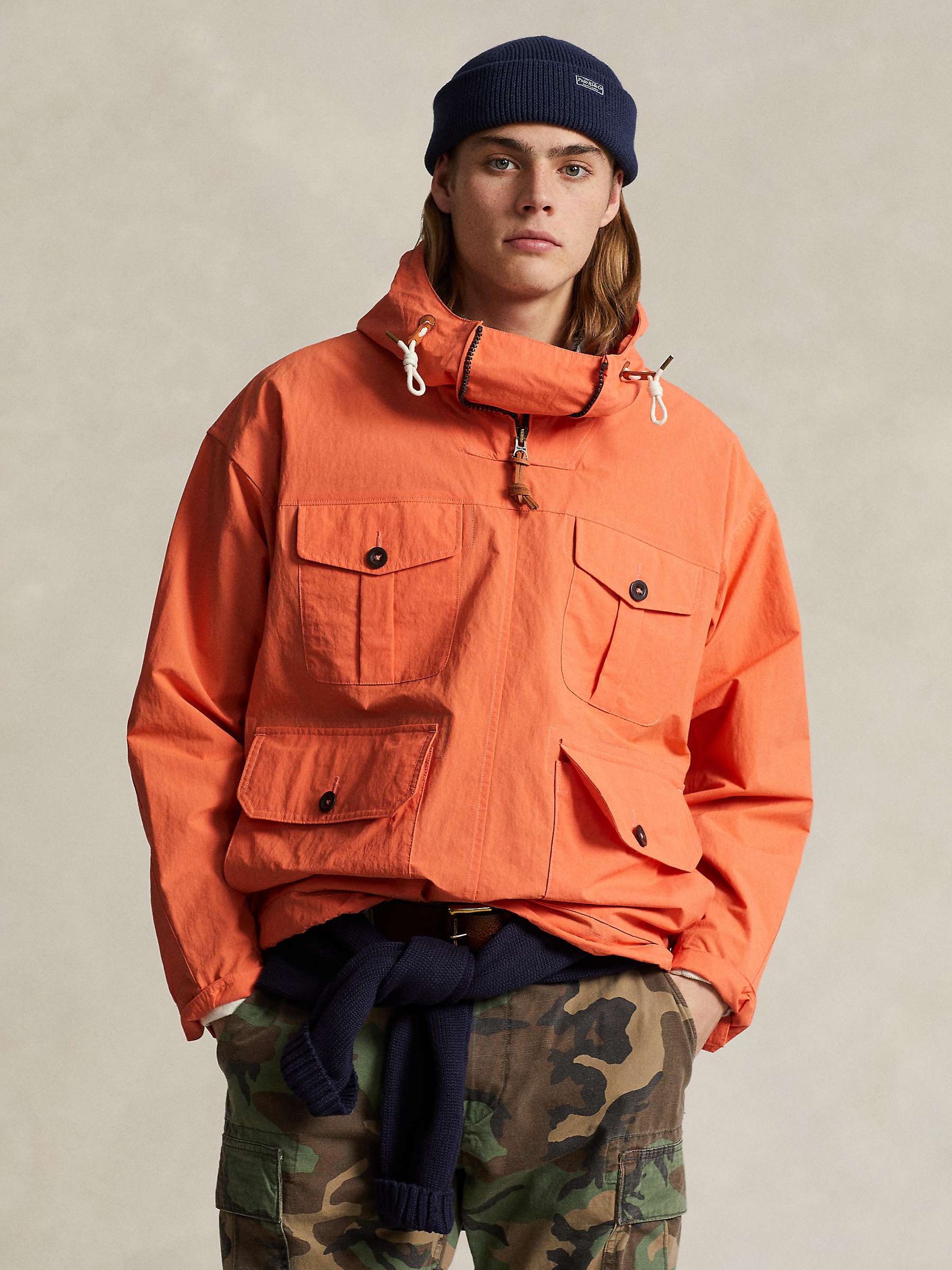 Buy Polo Ralph Lauren Caldwell Half Zip Hooded Jacket, Kona Orange Online at johnlewis.com