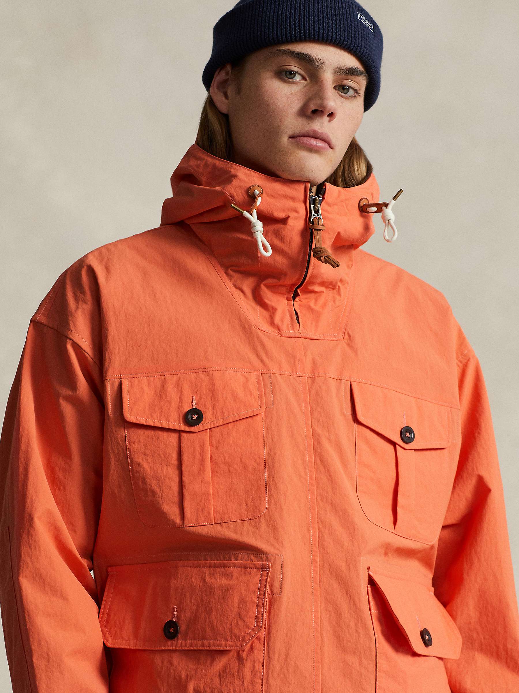 Buy Polo Ralph Lauren Caldwell Half Zip Hooded Jacket, Kona Orange Online at johnlewis.com