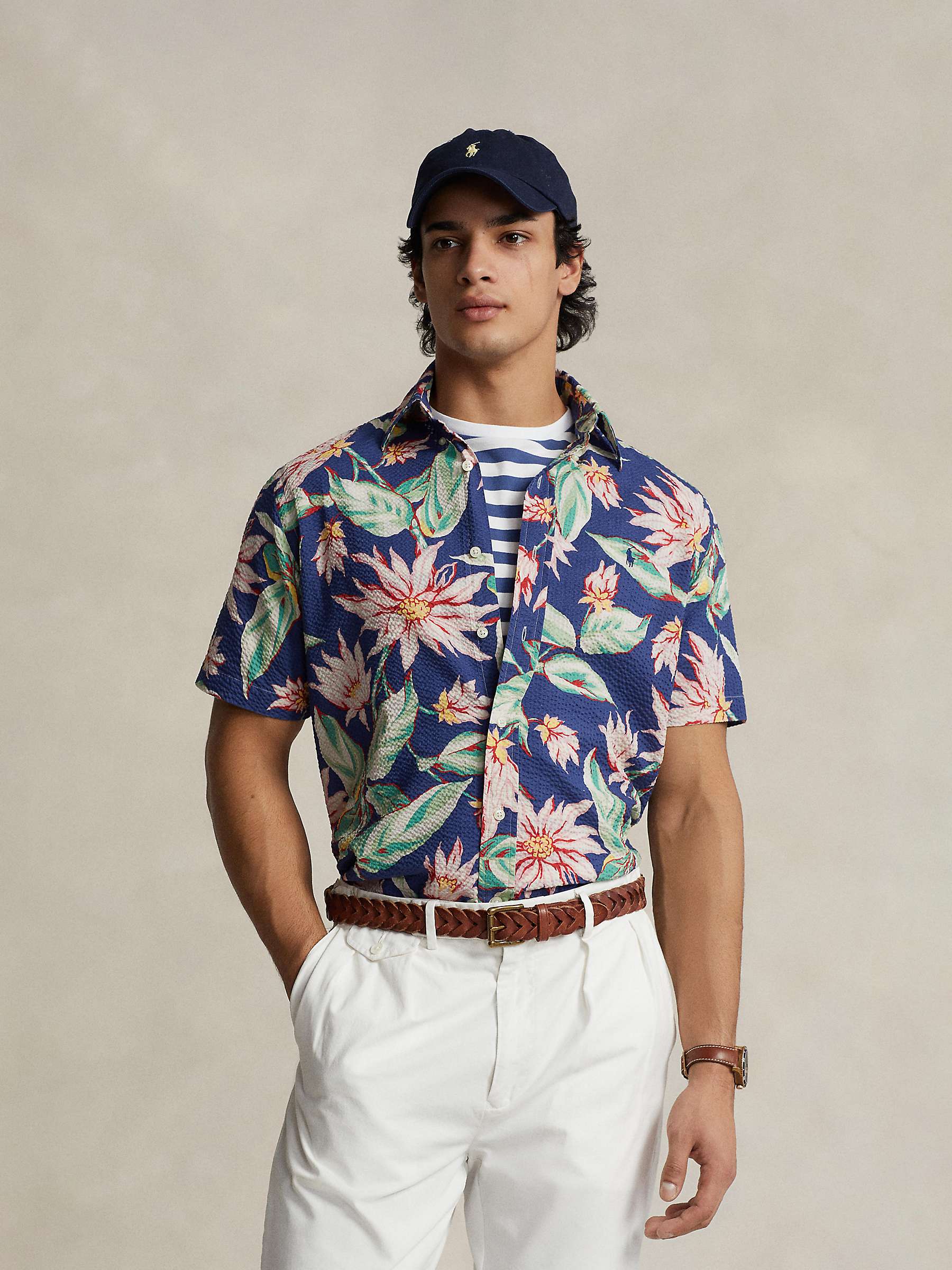 Buy Ralph Lauren Classic Fit Floral Seersucker Shirt, Blue/Multi Online at johnlewis.com