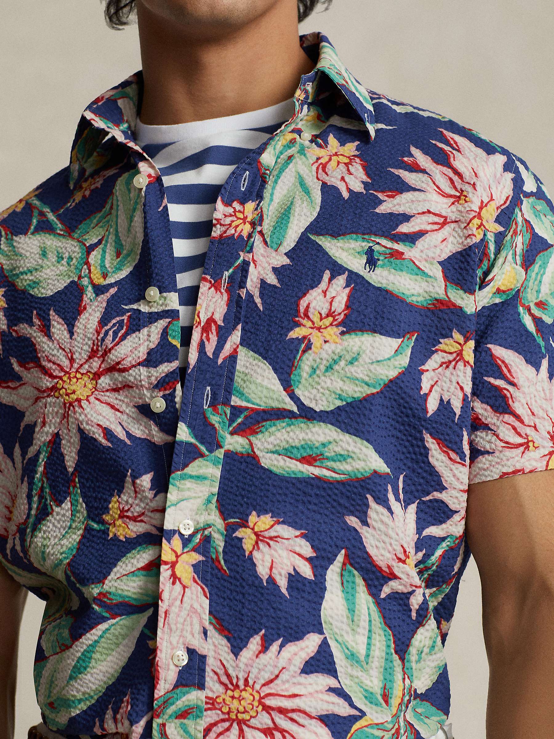 Buy Ralph Lauren Classic Fit Floral Seersucker Shirt, Blue/Multi Online at johnlewis.com
