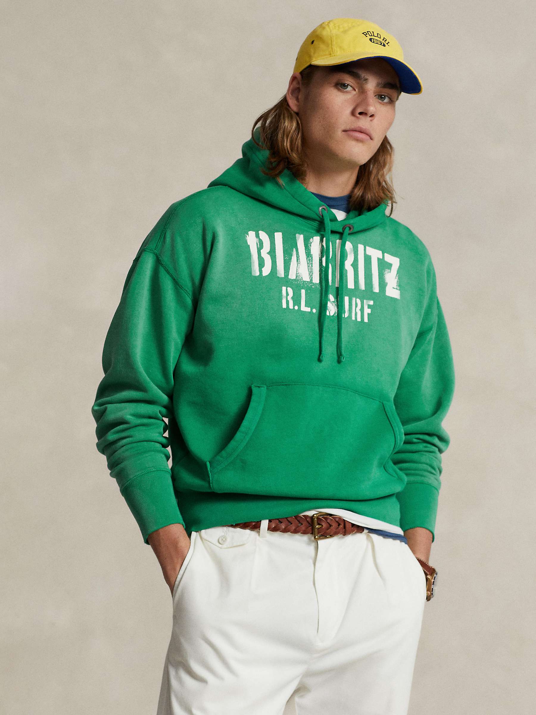 Buy Ralph Lauren Cotton Blend Fleece Hoodie, Green Online at johnlewis.com