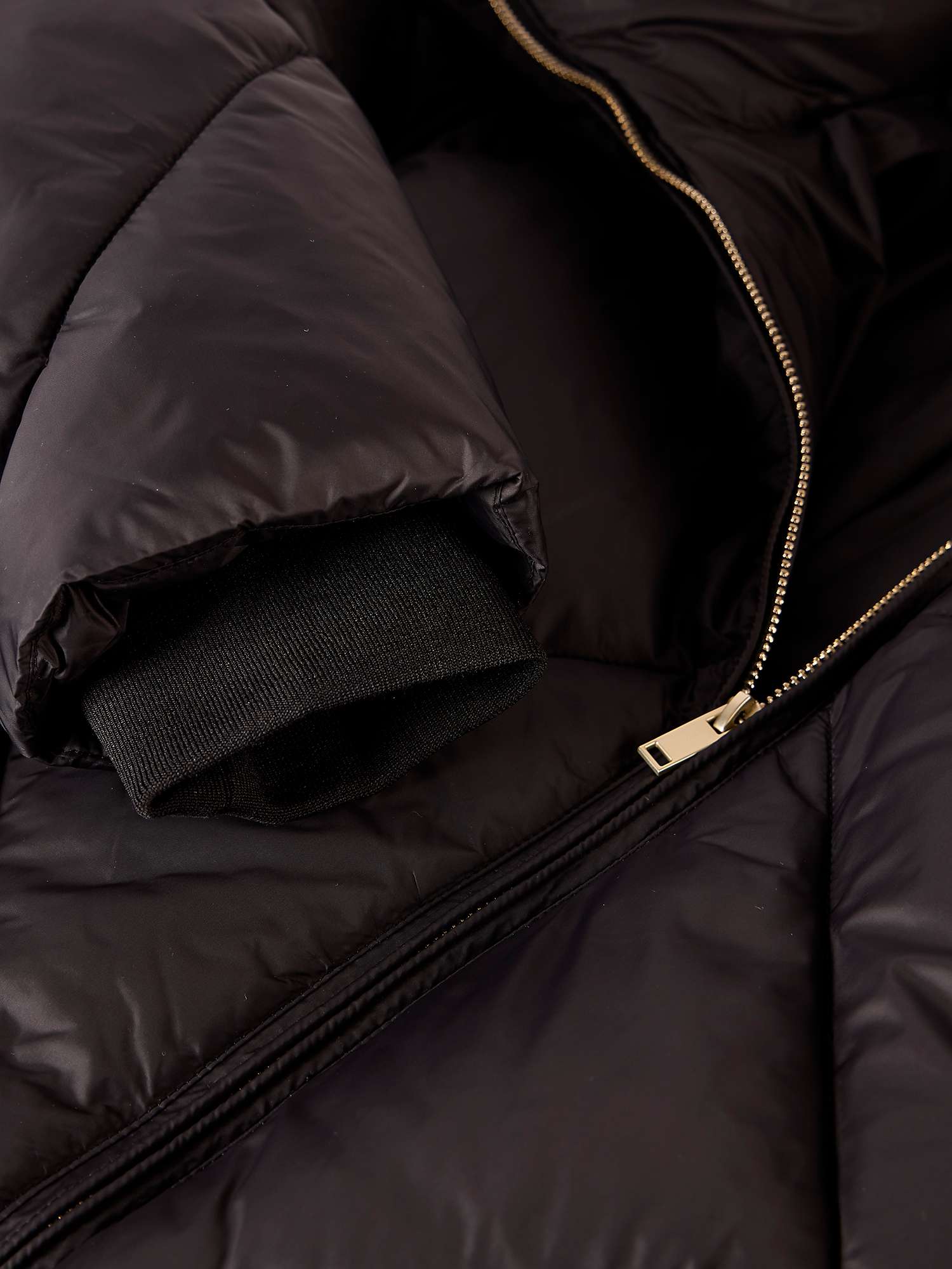 Buy Mint Velvet Funnel Neck Hooded Padded Jacket, Black Online at johnlewis.com