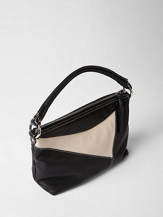 Mint Velvet Leather Cross Body Bag, Black/Cream