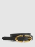 Reiss Bailey Slim Leather Belt, Black