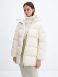 Mango Tokyo Hooded Quilted Short Jacket, Natural White