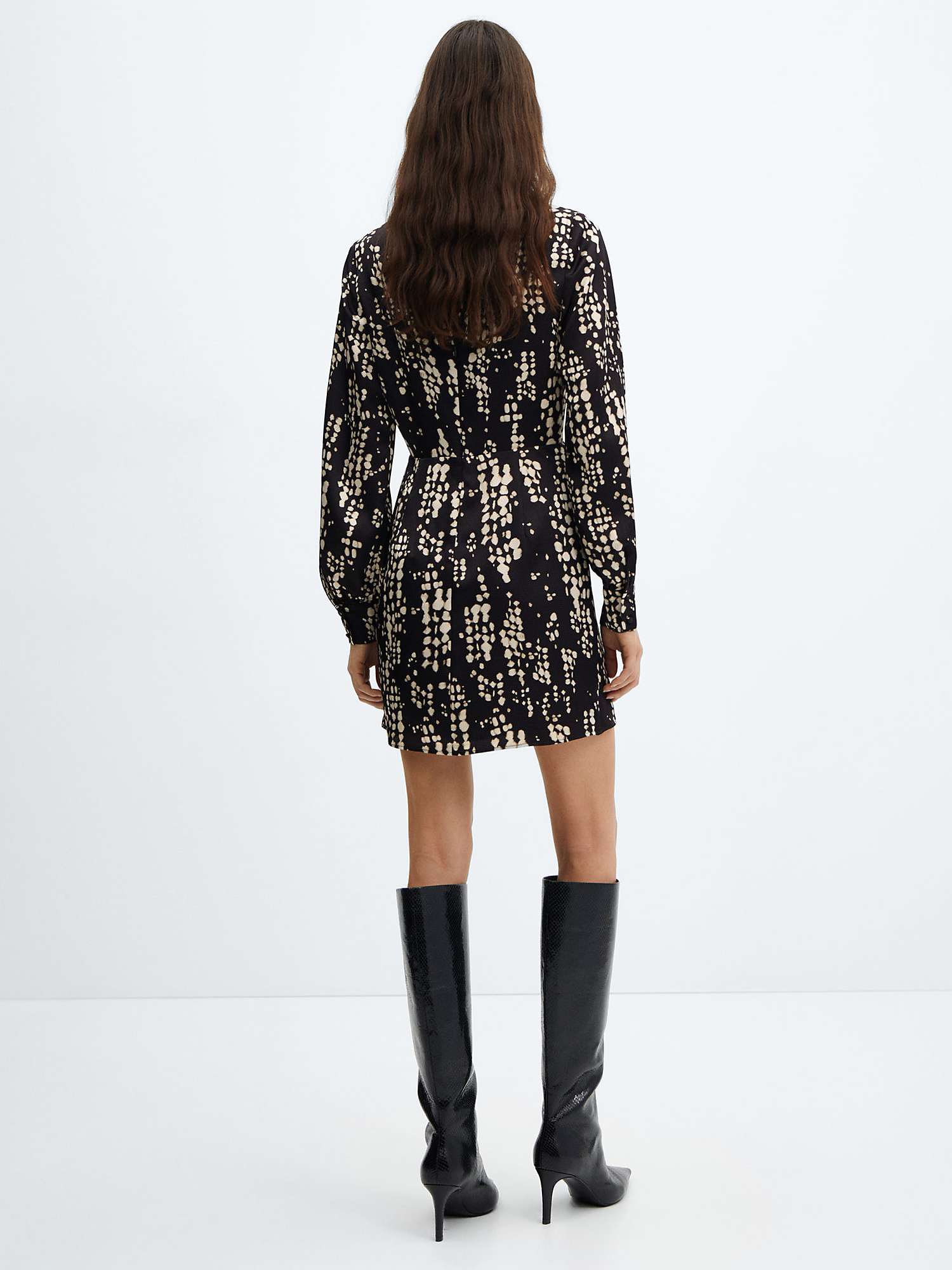 Buy Mango Cole Pleat Mini Dress, Black/Multi Online at johnlewis.com