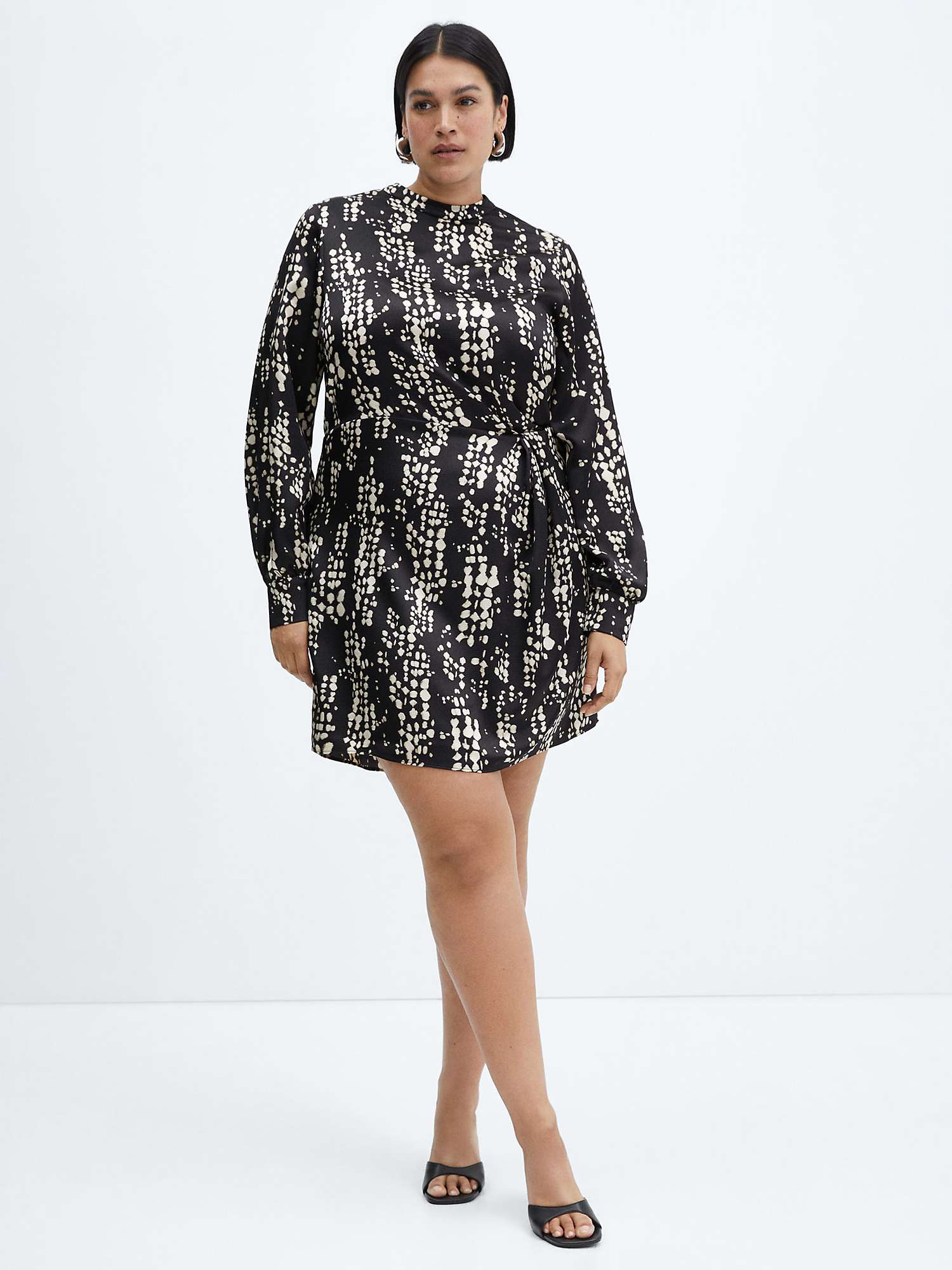 Buy Mango Cole Pleat Mini Dress, Black/Multi Online at johnlewis.com