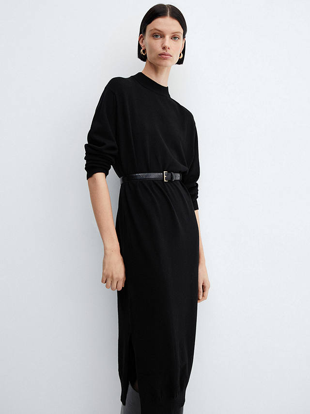 Mango Vieira Round Neck Knitted Dress, Black