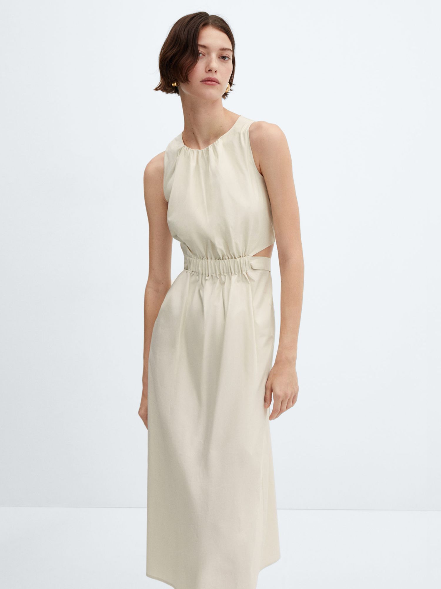 Buy Mango Irena Cotton Slit Elastic Waist Dress Online at johnlewis.com