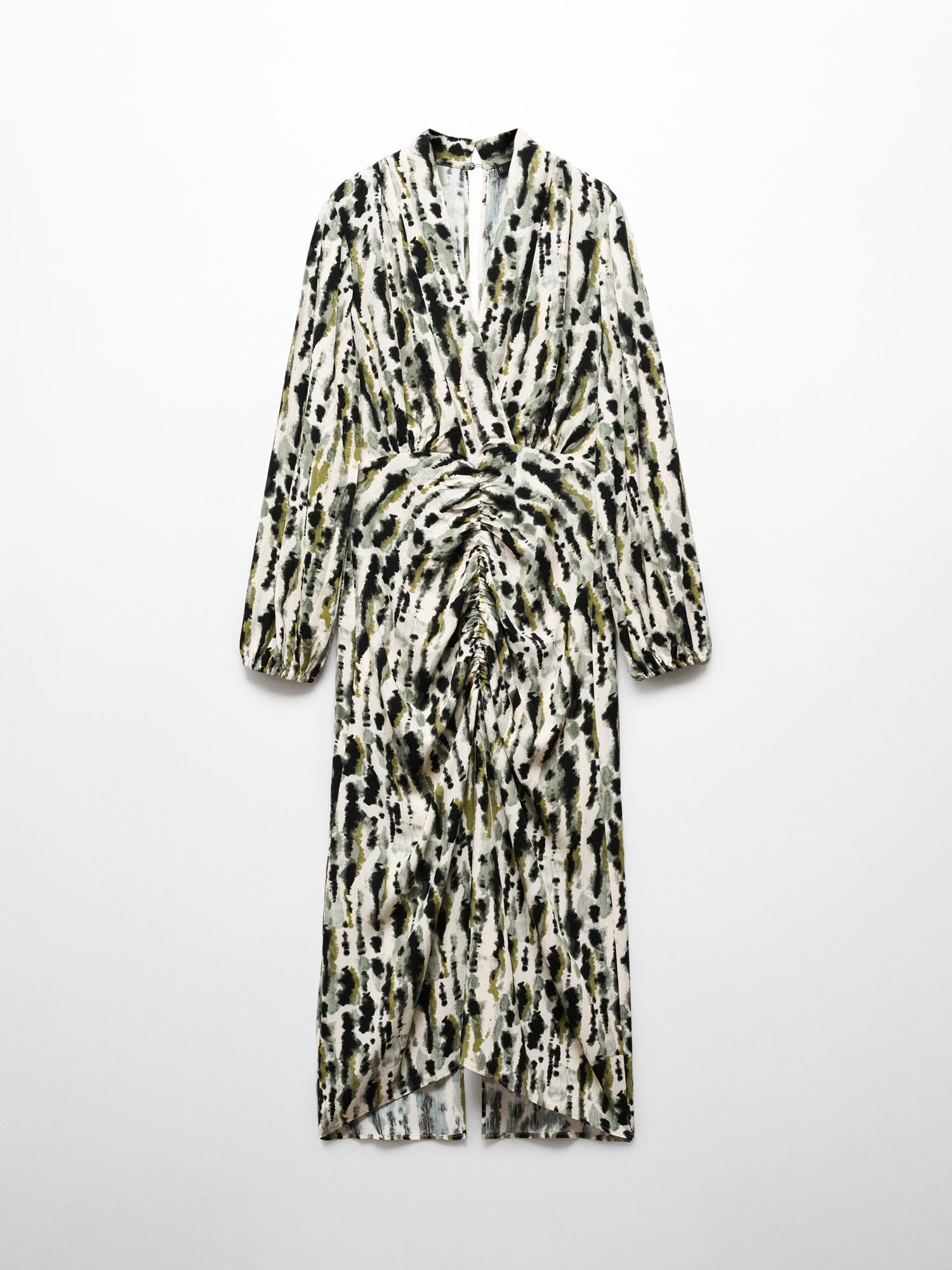 Mango Leonor Printed Ruffled Dress, Light Beige, 4
