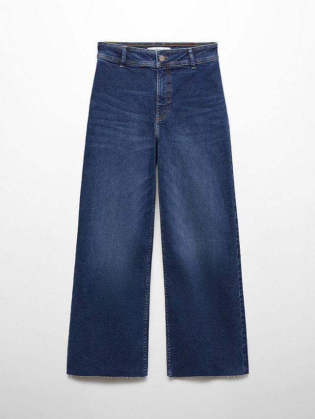 Mango Catherin Jeans Culotte High Waist, Open Dark Blue
