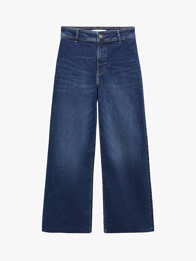 Mango Catherin Jeans Culotte High Waist, Open Dark Blue