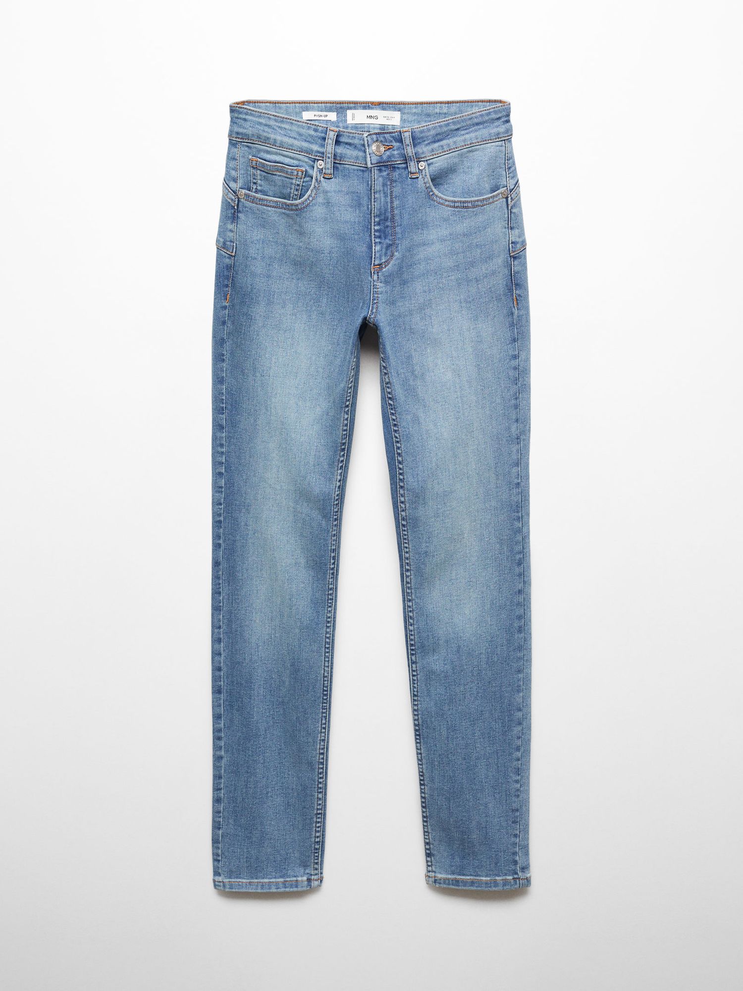 Mango Push Up Skinny Jeans, Open Blue, 20