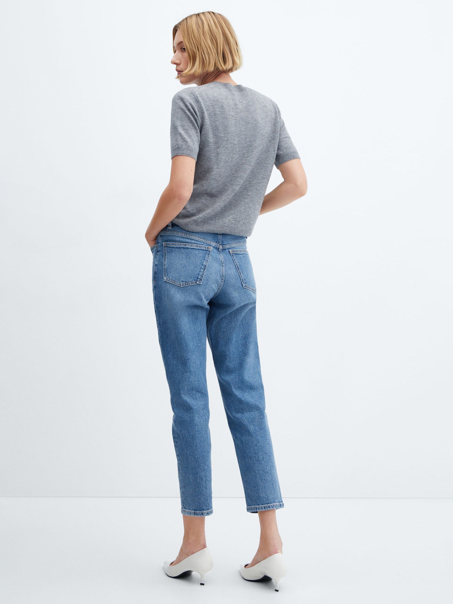 Buy Mango New Mom Cropped Jeans, Open Blue Online at johnlewis.com