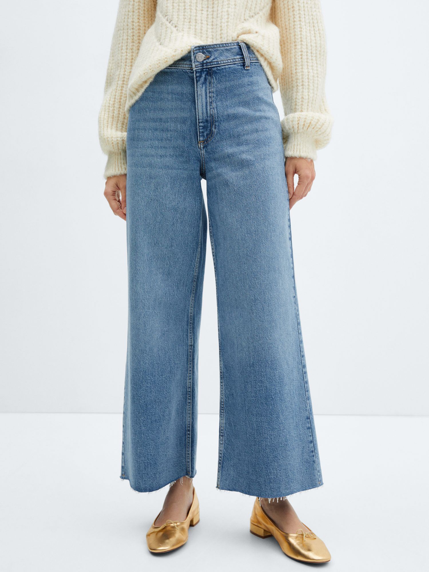 Mango Catherine Flared Jeans, Open Blue at John Lewis & Partners