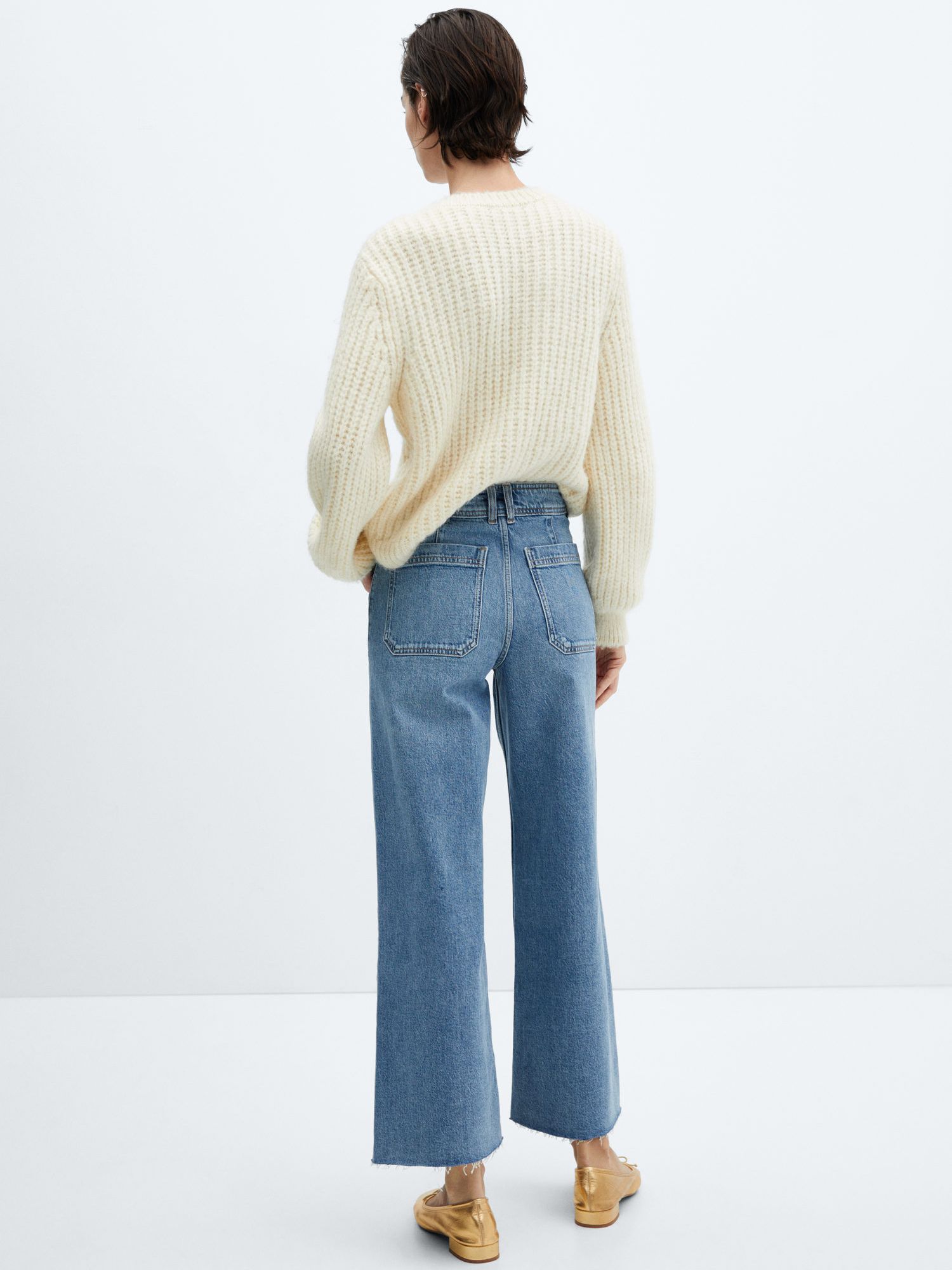 Mango Catherine Flared Jeans, Open Blue at John Lewis & Partners