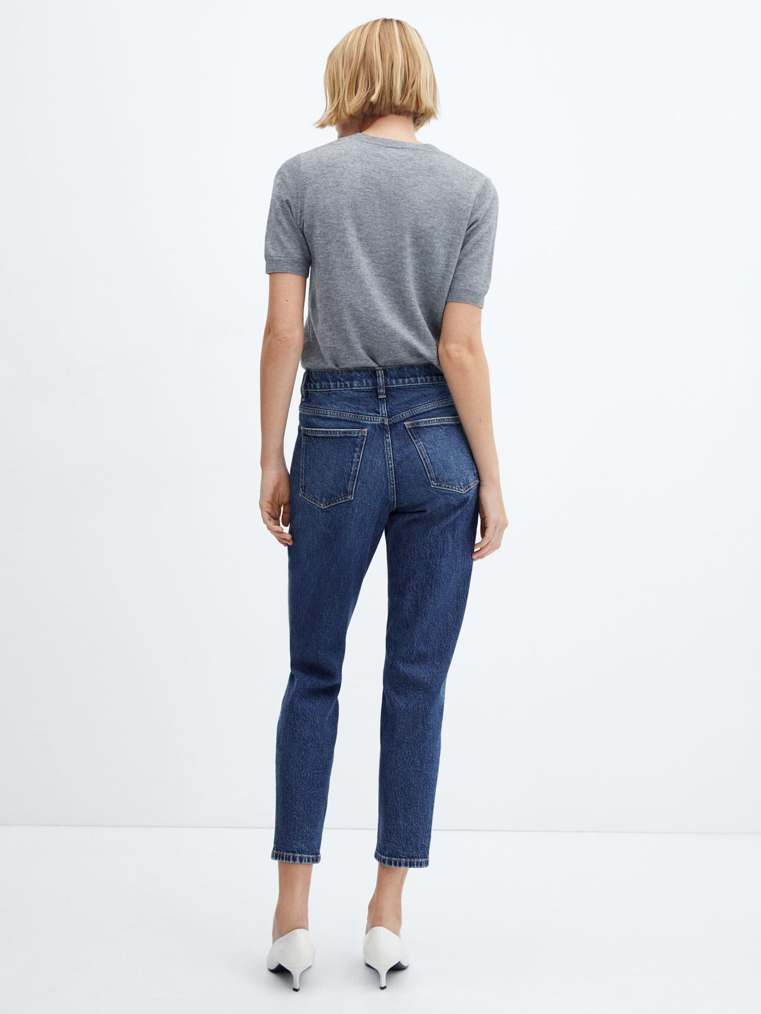 Mango New Mom Cropped Jeans, Open Blue, 4