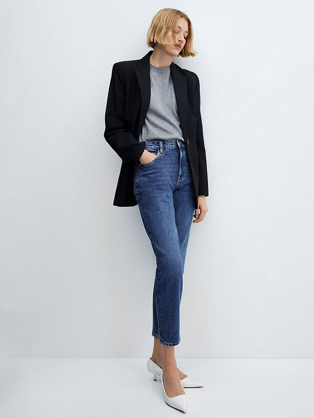 Mango New Mom Cropped Jeans, Open Blue at John Lewis & Partners