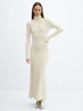 Mango Selena Knitted Roll Neck Midi Dress, Light Beige