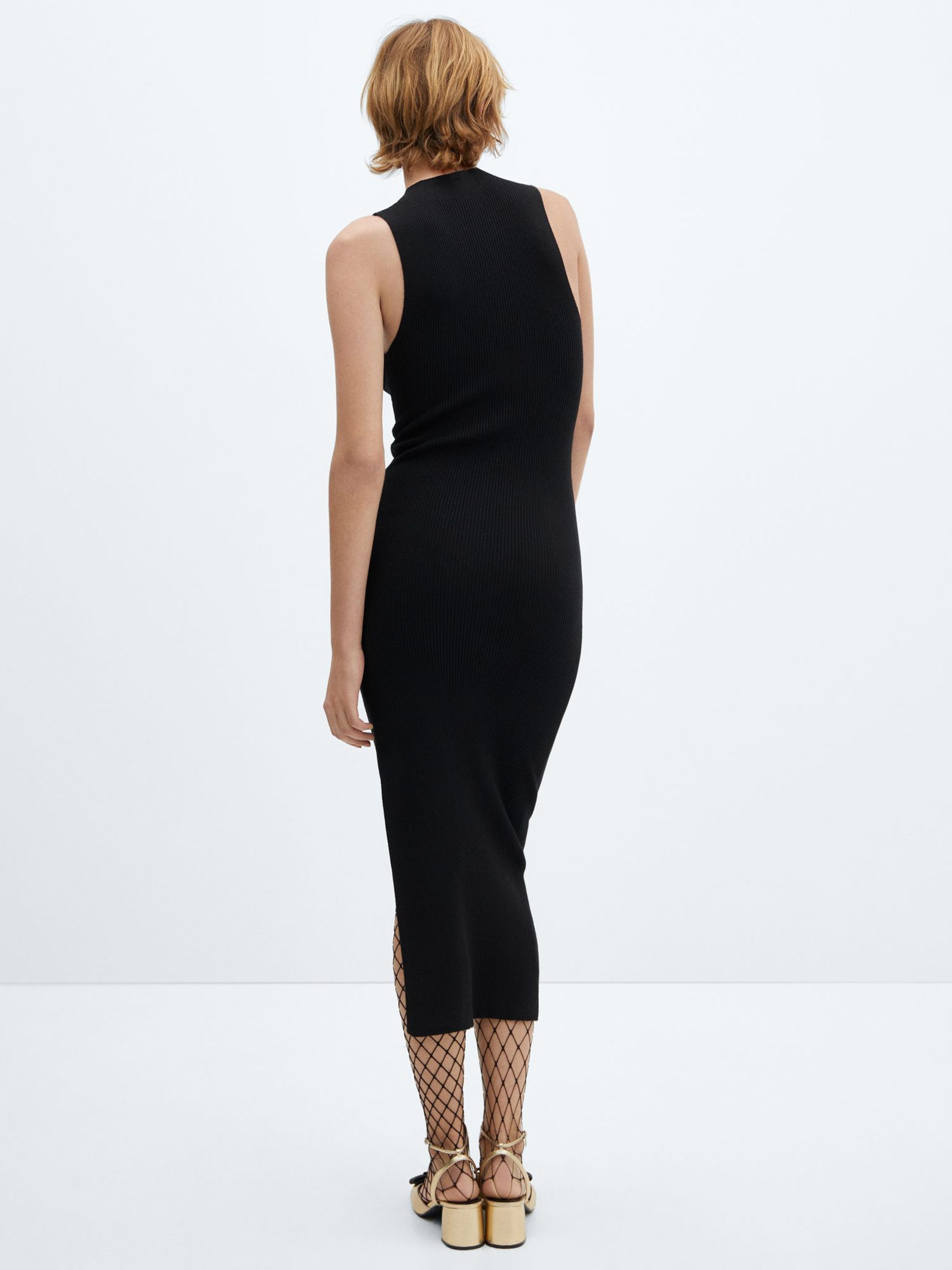 Buy Mango Perez Ribbed Knit Dress, Black Online at johnlewis.com