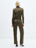 Mango Kate Satin Cargo Jumpsuit, Khaki