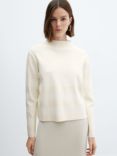 Mango Chimney High Neck Jumper, Light Beige, Light Beige