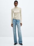 Mango Almar Fine Knit Turtleneck Jumper, Beige